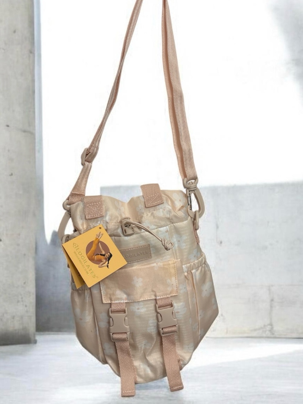 Pale Pink Bucket Crossbody Bag with Adjustable Strap - Picture 5 of 6